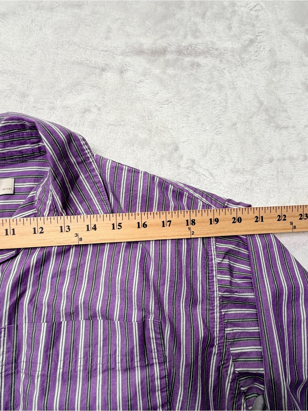 LOFT Purple and White Striped Midi Shirt Dress, classic preppy old money style - Picture 7 of 11